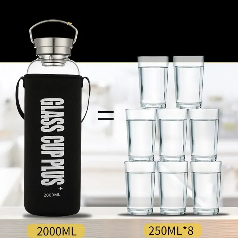 Szklana butelka na wodę 2L z p – Outdoor Sport Glass Water Bottle recenzja i cena